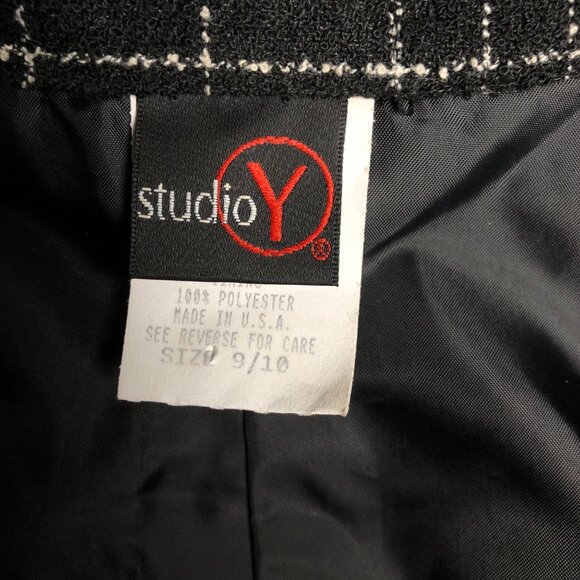 Studio Y Jacket Womens Size 9 - 10 Black White Plaid Lined Pockets Blazer Career - Picture 6 of 7